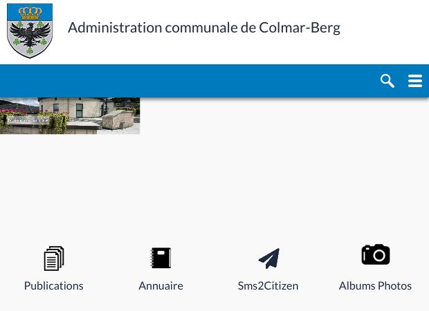 Screenshot: Homepage Gemeinde Colmar-Berg 